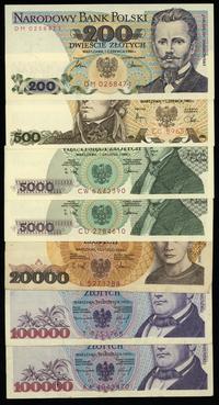 Polska, zestaw 7 banknotów, 1982–1993
