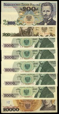 Polska, zestaw 7 banknotów, 1982–1989