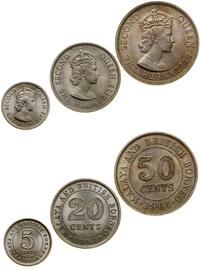 Brytyjskie Borneo Północne, zestaw 3 monet, 1961