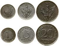 Polska, zestaw: 1, 5, 20 fenigów, 1918