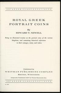 wydawnictwa zagraniczne, Newell Edward T. – Royal Greek Portrait Coins, Racine 1937