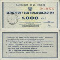Polska, depozytowy bon rewaloryzacyjny na 1.000 złotych, 1982