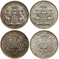 Niemcy, zestaw 2 x 3 marki, 1913 J, 1914 J