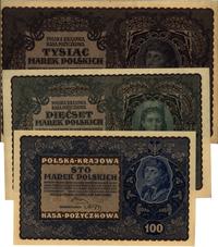 100, 500 i 1.000 marek 23.08.1919, ZESTAW  BANKN