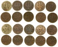 Polska, zestaw: 10 x 5 groszy, 1923–1939