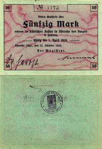 50 marek 1.04.1919, Ostróda, pieczęć na odwrocie