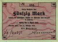 50 marek 1.04.1919, Ostróda, bez pieczęci na odw