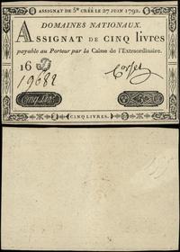 Francja, asygnata na 5 liwrów, 27.06.1792
