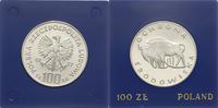 100 złotych 1977, Żubr, moneta w niebieskim pude