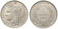 5 franków 1850/A, Paryż, srebro 24.87 g, piękne,