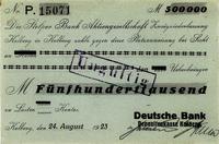 500.000 marek Deutsche Bank 24.08.1923, Kołobrze