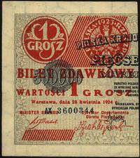 1 grosz (lewa połówka) 28.04.1924, seria AX z nu