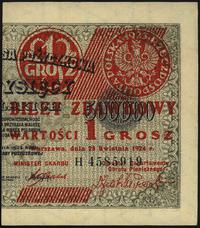 1 grosz (prawa połówka) 28.04.1924, seria H, num