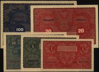 zestaw banknotów, 1 marka (I seria GU), 5 marek 