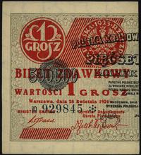 1 grosz 28.04.1924, lewa połówka, seria BD z gwi