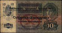 bon nadrukowany na banknocie 10 koron węgierskic