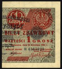 1 grosz 28.04.1924, Seria H, prawa połówka, praw