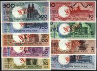 zestaw wzorów banknotów 1.03.1990, 1, 2, 5, 10, 