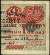 1 grosz 28.04.1924, seria BB z * prawa część, Mi