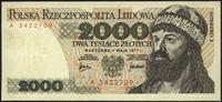 2.000 złotych 01.05.1977, seria A, plamka na lew