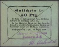 50 fenigów 08.1914, pieczęć z podpisem, bardzo ł