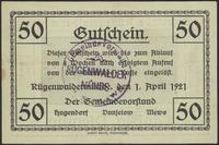 50 fenigów 1.04.1921, pieczęć magistratu, bardzo