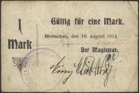 1 marka 10.08.1914, pieczęć magistratu i podpisy