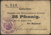 25 fenigów 12.08.1914, nr 810, pieczęć magistrat
