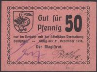 50 fenigów ważne do 31.12.1918, podpis Rothe, śl