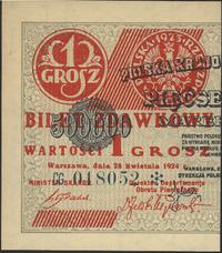 1 grosz 28.04.1924, lewa część, seria CG 018052*