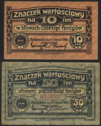 zestaw bonów, 10 fenigów 11.03.1920, 50 fenigów 