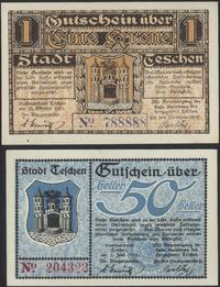 zestaw bonów, 50 halerzy 1.06.1919, 1 korona 25.