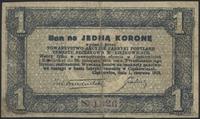1 korona 1.06.1919, podklejony na odwrocie