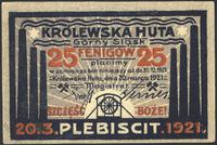 25 fenigów 20.03.1921, wydane z okazji plebiscyt