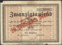 20 mld. marek 08.1923, nadruk na banknocie o nom