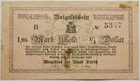 1.05 marki = 1/4 dolara 10.11.1923, na dolnym ma