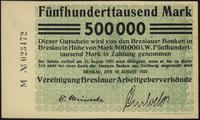 500.000 marek 10.08.1923, seria M, górny lewy ró