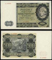 500 złotych 1.03.1940, seria B, piękne, Miłczak 