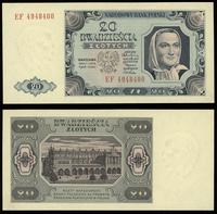 20 złotych 1.07.1948, seria EF, prawy dolny róg 