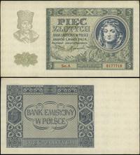 5 złotych 01.03.1940, Ser.A, rzadki banknot, ale