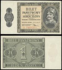1 złoty 1.10.1938, seria IJ, po małej konserwacj