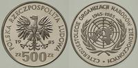 500 złotych 1985, Warszawa, 40 lat ONZ, delikatn