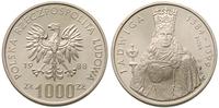 1.000 złotych 1988, PRÓBA Jadwiga, srebro, patyn