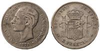 5 peset 1878, Madryt, uszkodzony rant, patyna