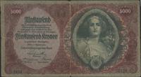 5.000 koron 2.01.1922, na środku wytarta dziura