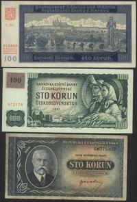 lot: 3x 100 koron różne lata, 100 koron - bez da
