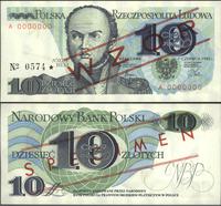 10 złotych 1.06.1982, seria A 0000000, WZÓR nr 0