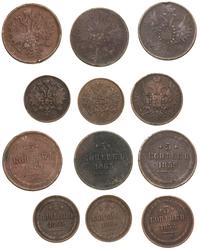 zestaw 6 monet miedzianych, 3 x 5 kopiejek (1858