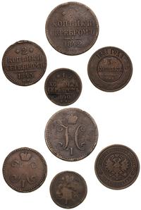 zestaw 4 monet miedzianych, 3 kopiejki srebrem 1