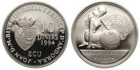 10 dinarów 1993, przystąpienie do ONZ, srebro "9